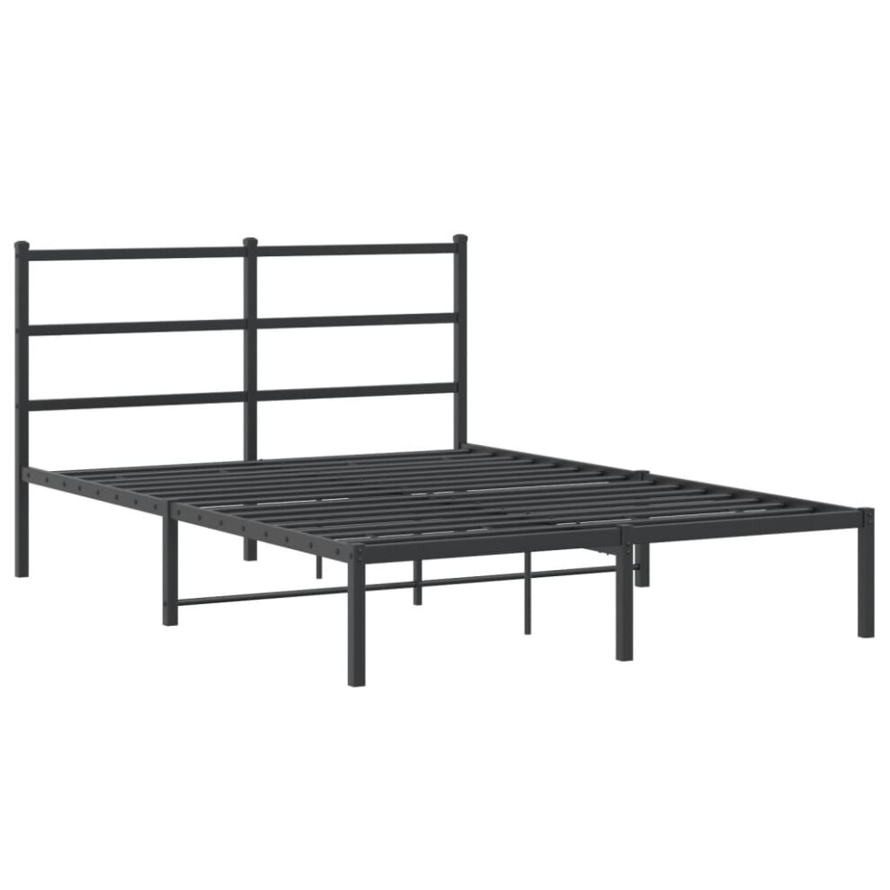 vidaXL Metal Bed Frame with Headboard Mattress Foundation Black 140x200 cm