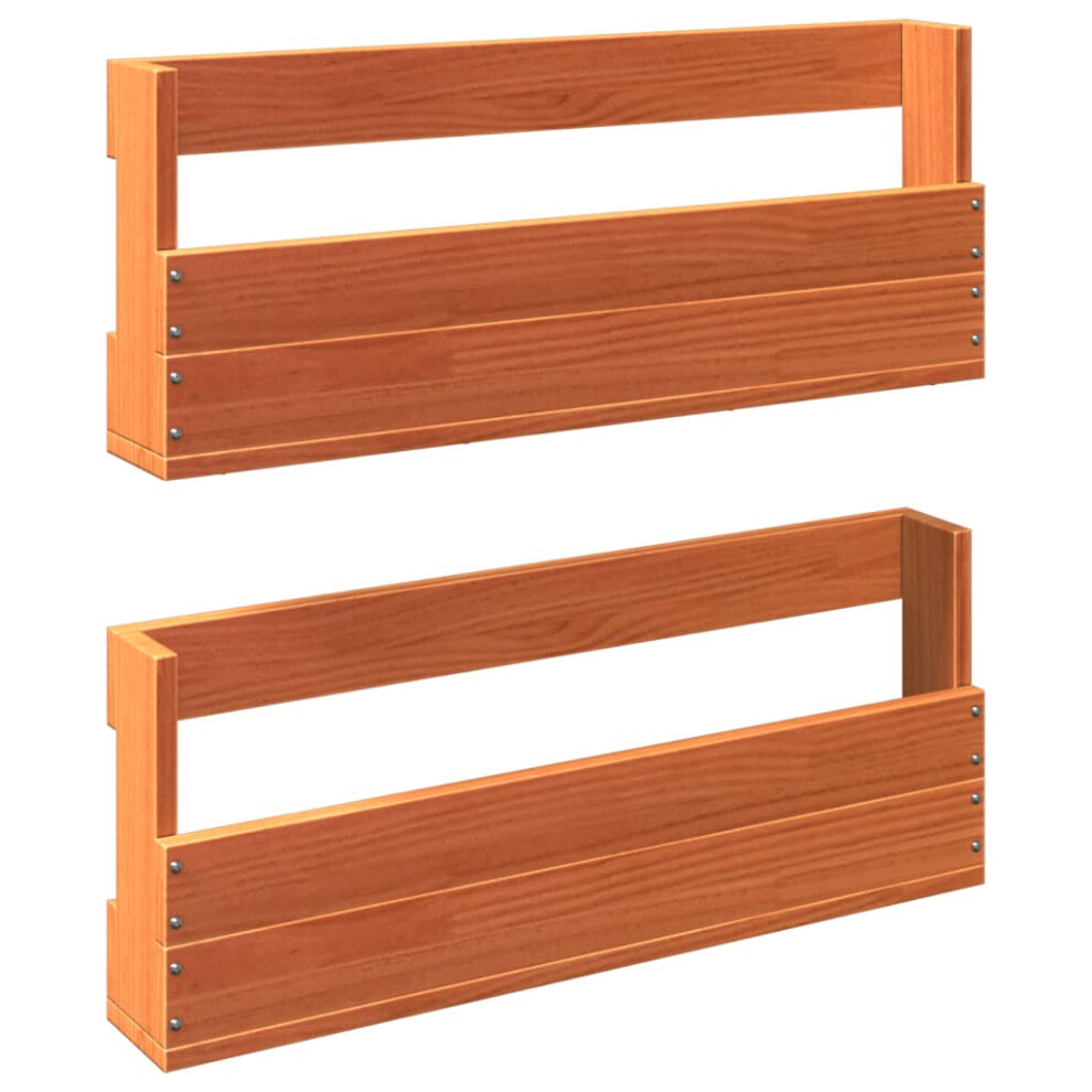 vidaXL Wall-mounted Shoe Racks Shoe Shelf 2 pcs Wax Brown Solid Wood Pine