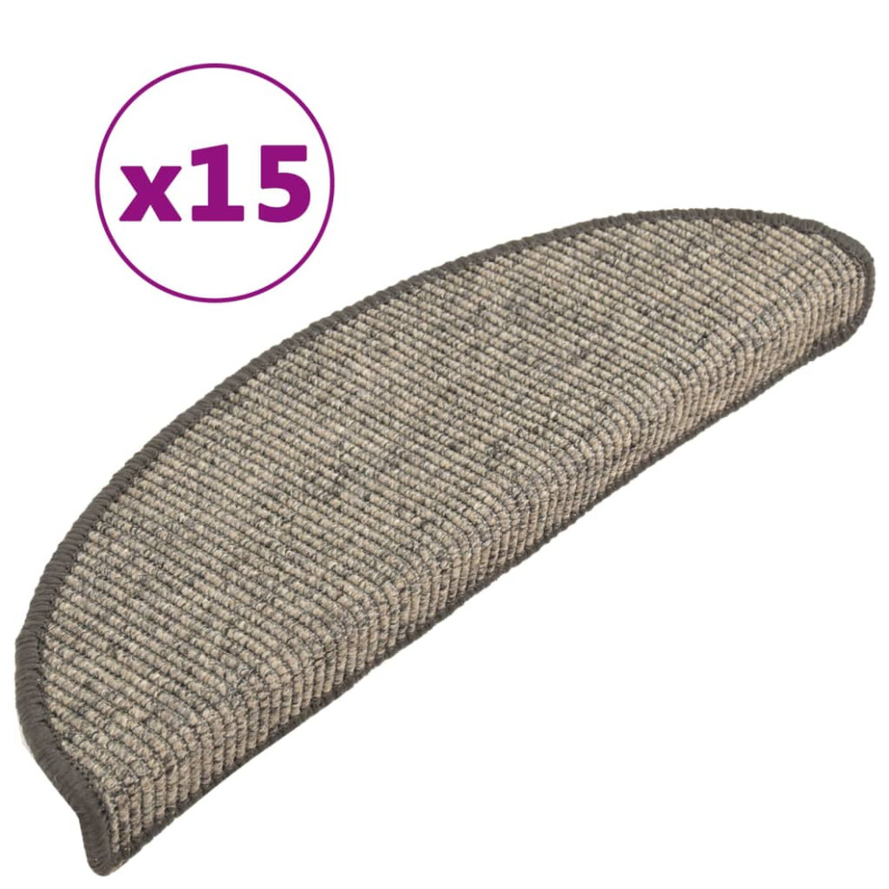 vidaXL Stair Mats Carpet Stair Tread Rug Self-adhesive 15 pcs Beige and Grey