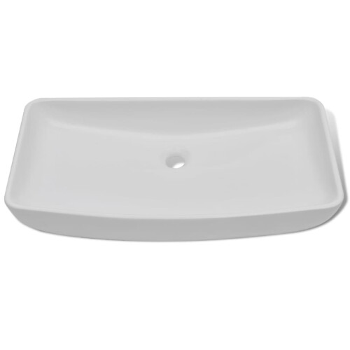 VidaXL vidaXL Bathroom Basin with Mixer Tap Ceramic Rectangular White Cloakroom Sink 2