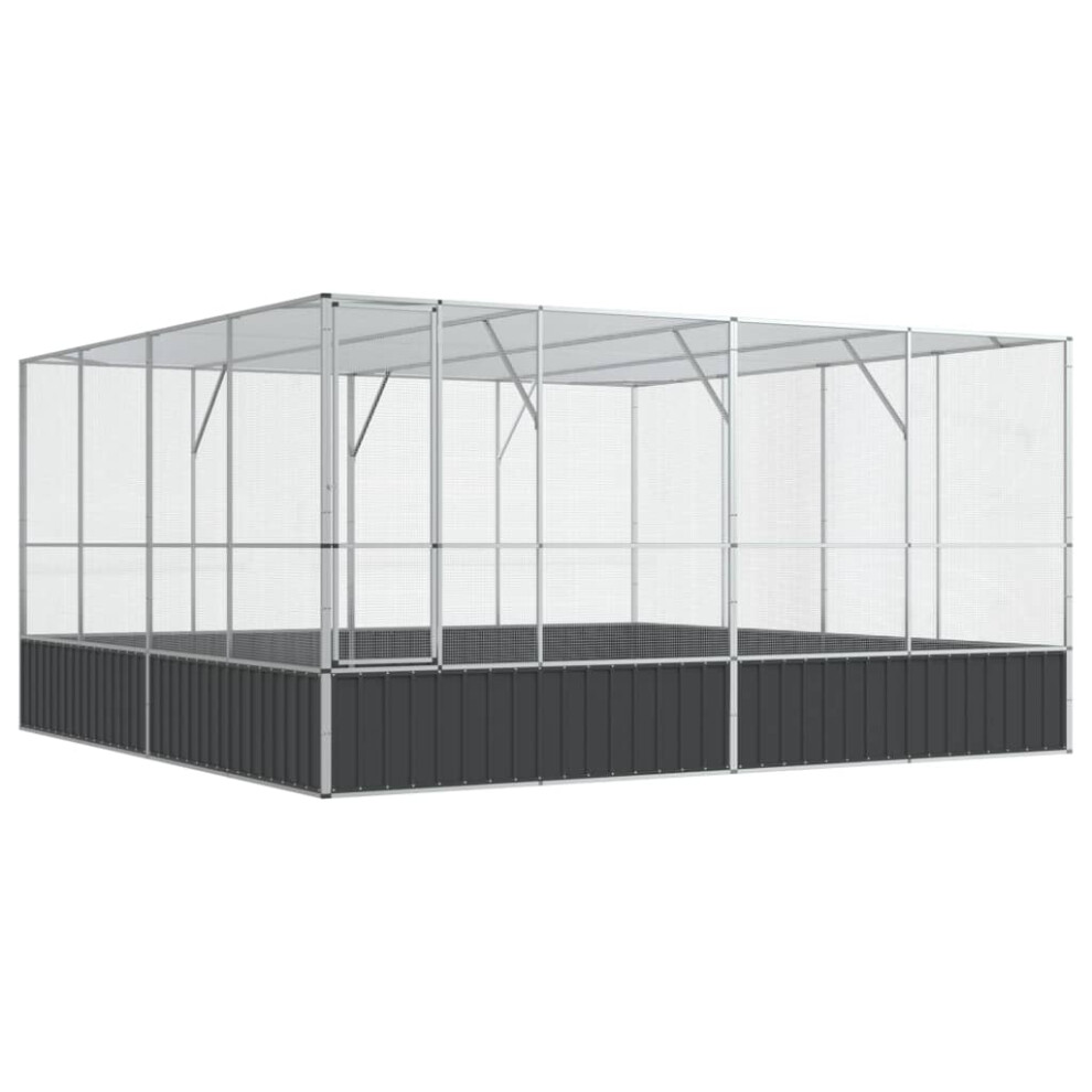 vidaXL Aviary Outdoor Large Bird Cage Walk In Chicken Run Coop Silver Steel