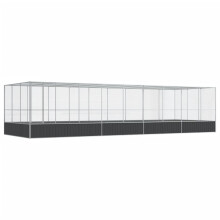 vidaXL Aviary with Extension Bird Cage Walk In Chicken Run Coop Silver Steel