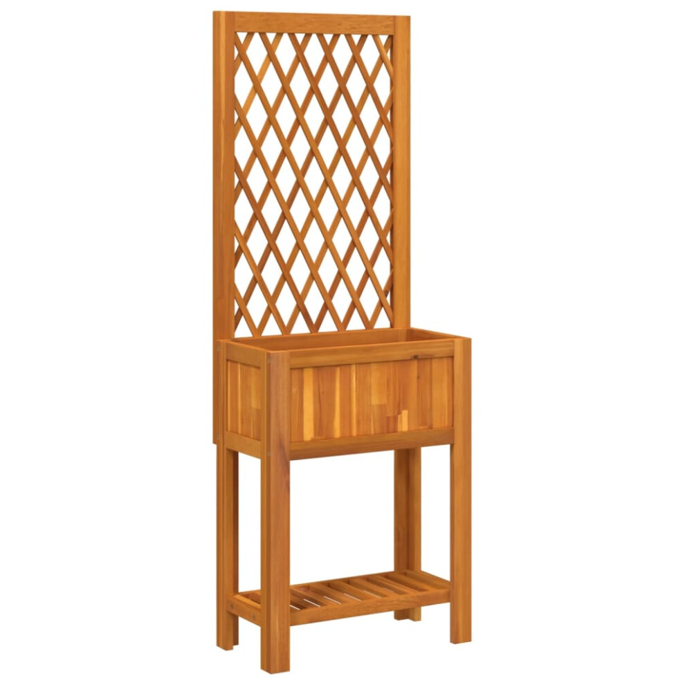 Vidaxl Planter With Trellis And Shelf Flower Raised Bed Solid Wood Acacia