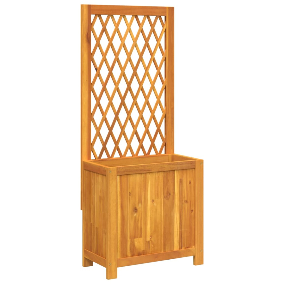 Vidaxl Planter With Trellis Outdoor Flower Pot Raised Bed Solid Wood Acacia