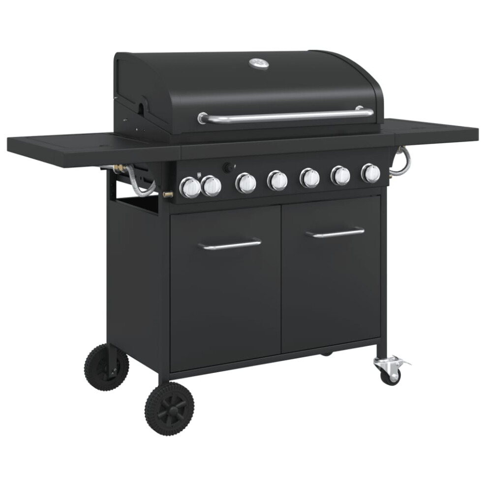 vidaXL Gas BBQ Grill with 7 Burners Gas Barbecue Black Powder-coated Steel