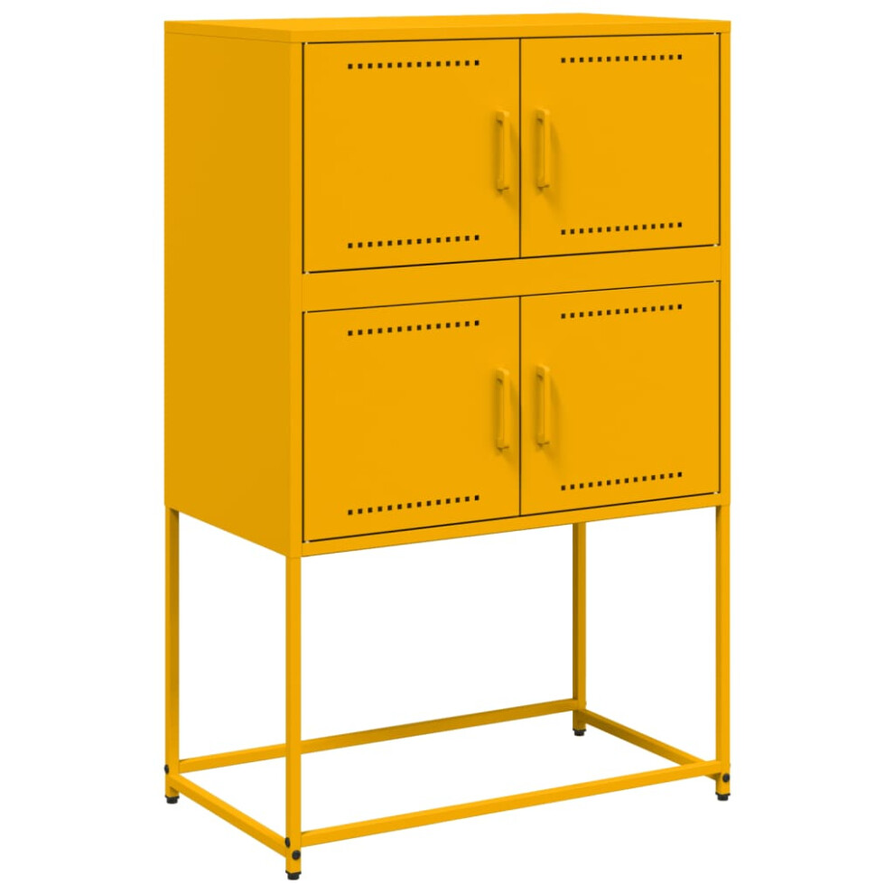 Vidaxl Sideboard Storage Cupboard Side Cabinet Highboard Mustard Yellow Steel