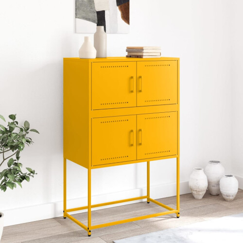 VidaXL vidaXL Sideboard Storage Cupboard Side Cabinet Highboard Mustard Yellow Steel 2