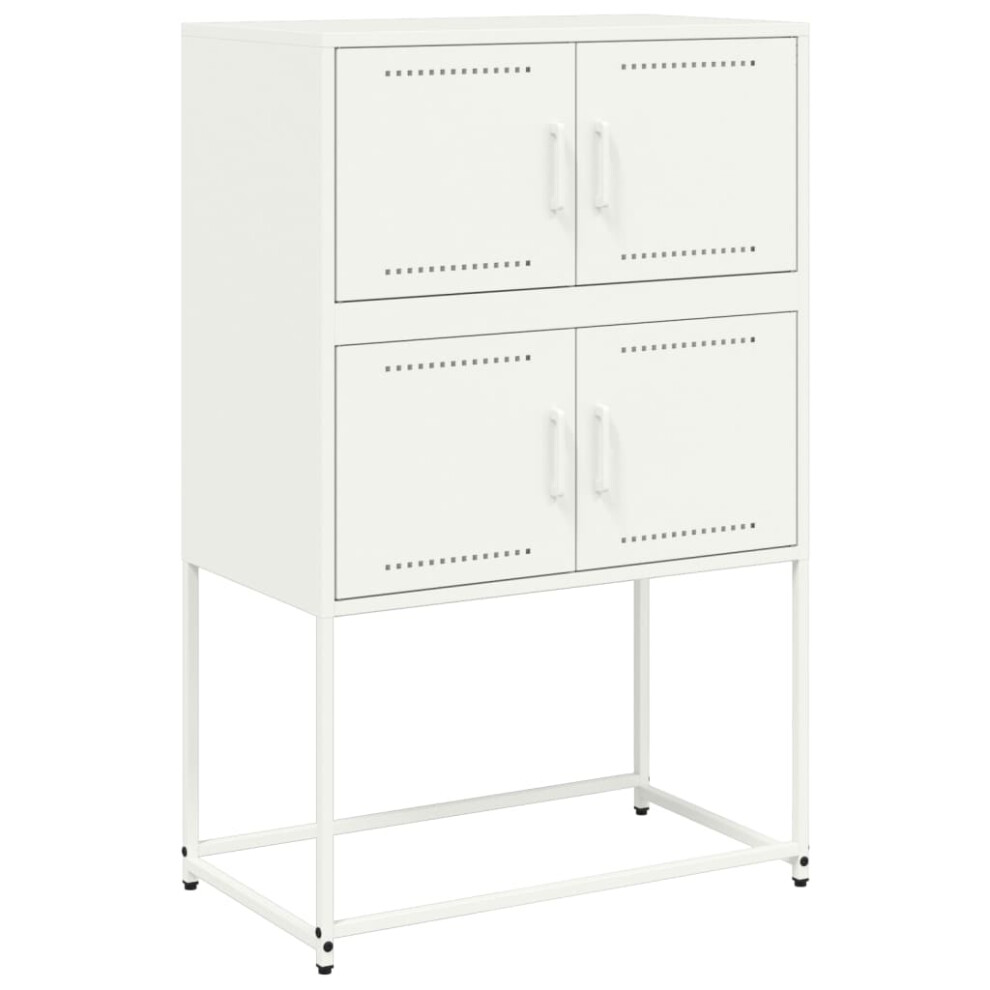 Vidaxl Sideboard Storage Organiser Cupboard Side Cabinet Highboard White Steel