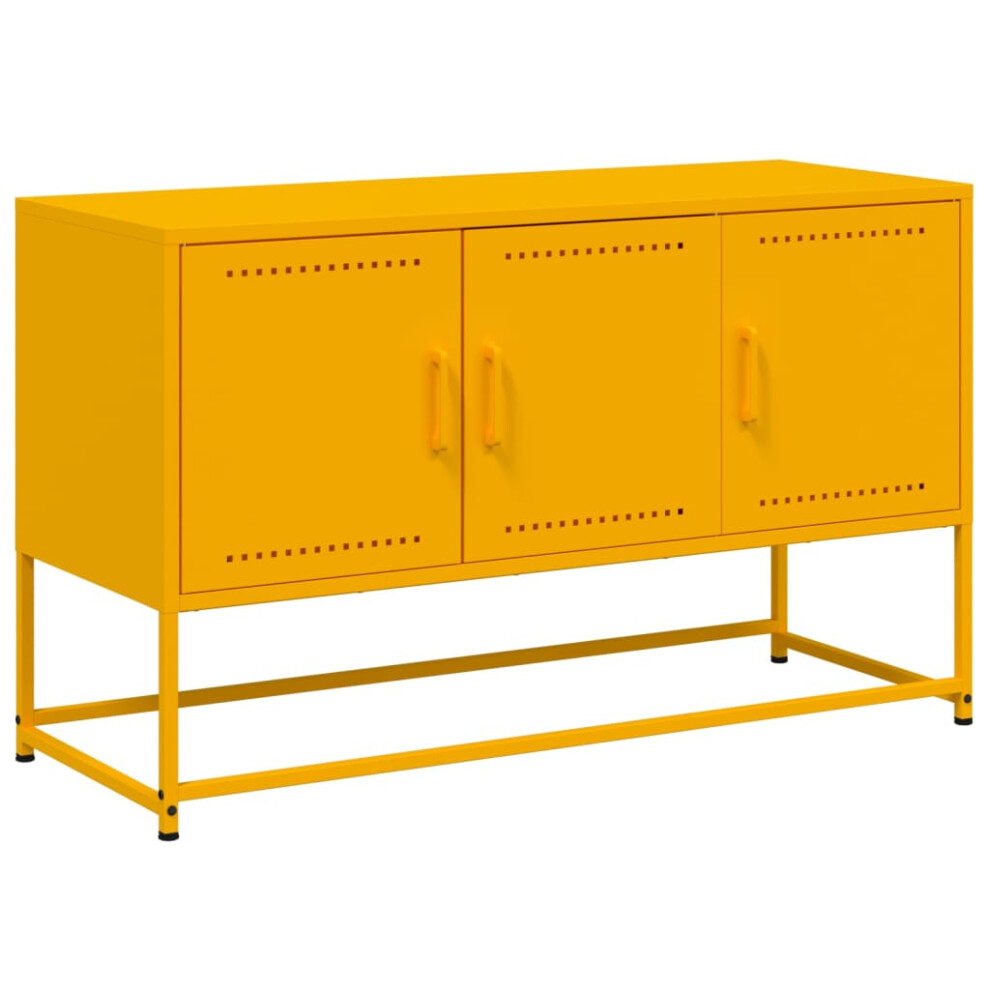 Vidaxl Tv Cabinet Tv Stand Tv Unit Entertainment Centre Mustard Yellow Steel