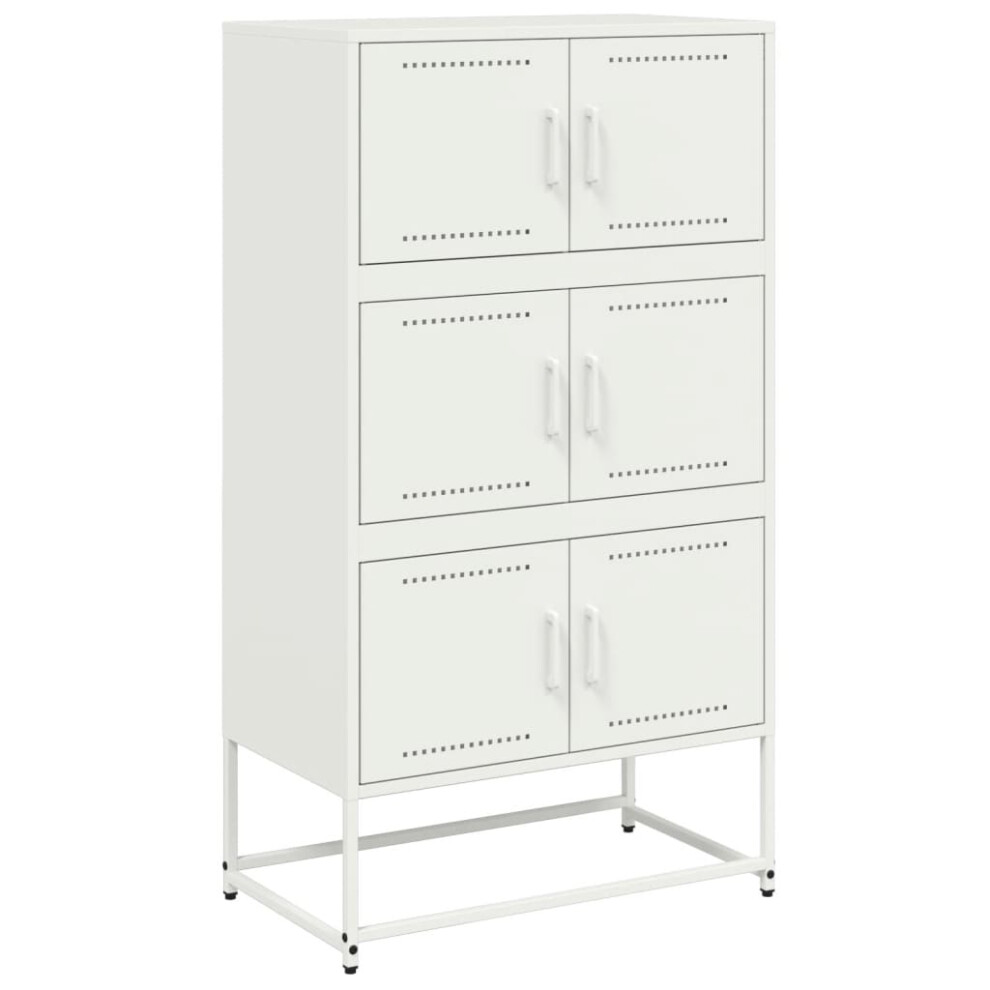 vidaXL Sideboard Storage Organiser Cupboard Side Cabinet Highboard White Steel