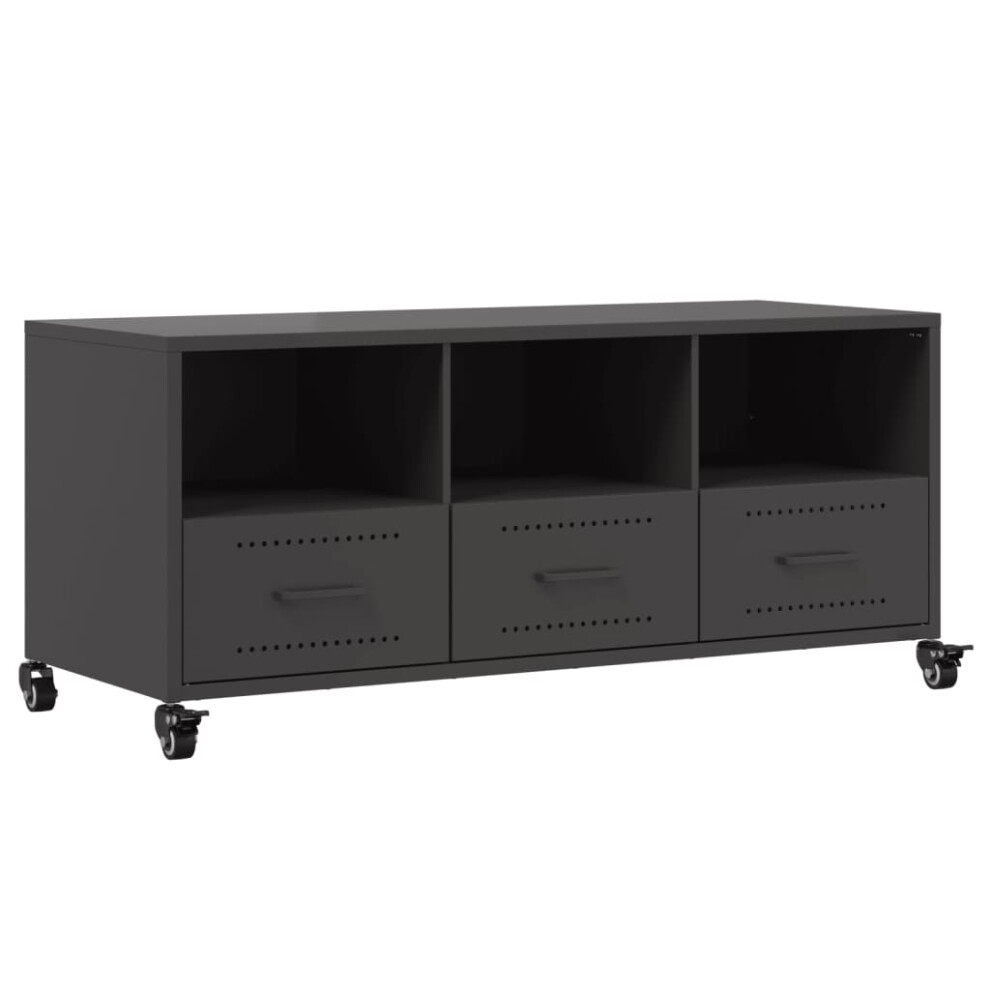 vidaXL TV Cabinet TV Stand TV Unit Media HiFi Cabinet Black Cold-rolled Steel