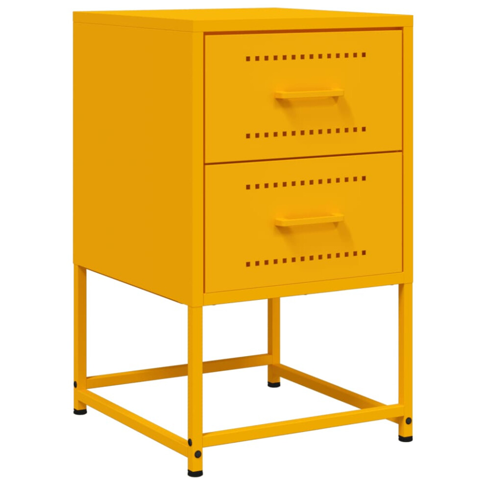 vidaXL Bedside Cabinet Nightstand Bed Table Bed Cabinet Mustard Yellow Steel