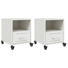 vidaXL Bedside Cabinets Nightstand Bed Table Bed Cabinet 2 pcs White Steel