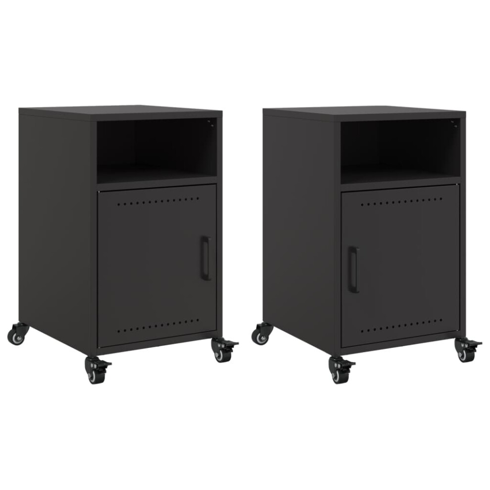 vidaXL Bedside Cabinets Nightstand Bed Table Bed Cabinet 2 pcs Black Steel