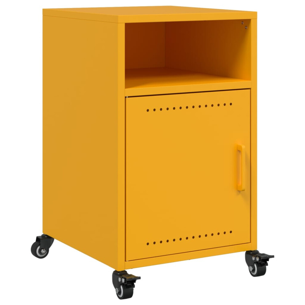 vidaXL Bedside Cabinet Nightstand Bed Table Bed Cabinet Mustard Yellow Steel