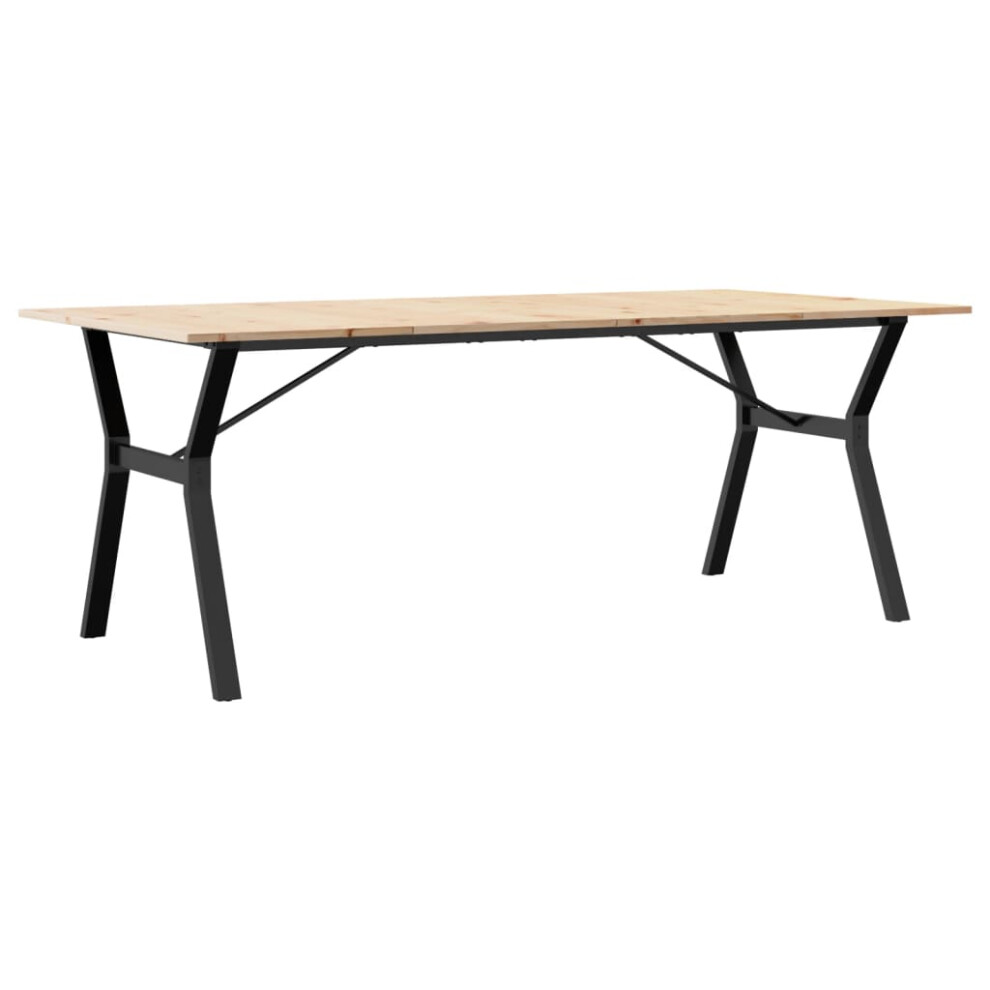 Vidaxl Dining Table Kitchen Dinner Table Y-Frame Solid Wood Pine And Steel