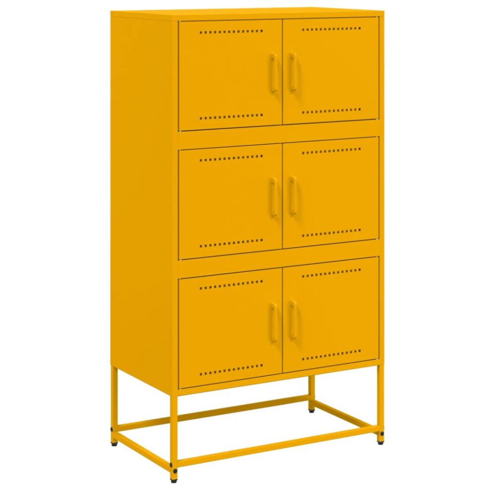 vidaXL Sideboard Storage Cupboard Side Cabinet Highboard Mustard Yellow Steel