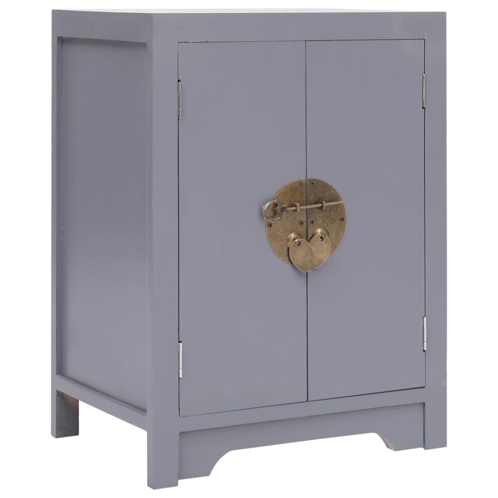 vidaXL Paulownia Wood Bedside Cabinet Grey Cabinet Bedside Table Nightstand