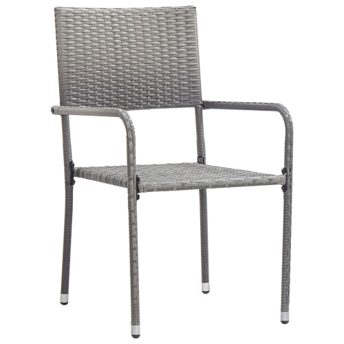 VidaXL vidaXL Garden Dining Chairs 4 pcs Stackable Outdoor Chair Grey Poly Rattan 1