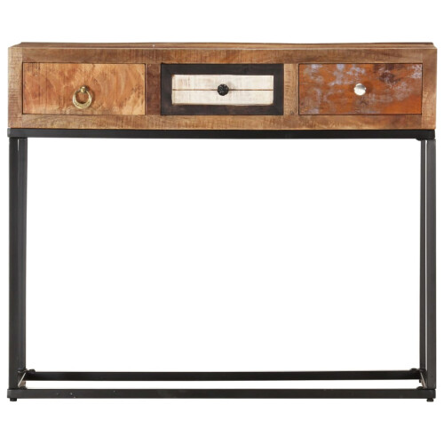 VidaXL vidaXL Console Table Gold 90cm Solid Reclaimed Wood End Side Stand Cabinet 2