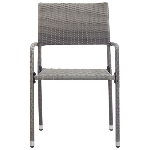 VidaXL vidaXL Garden Dining Chairs 4 pcs Stackable Outdoor Chair Grey Poly Rattan 2