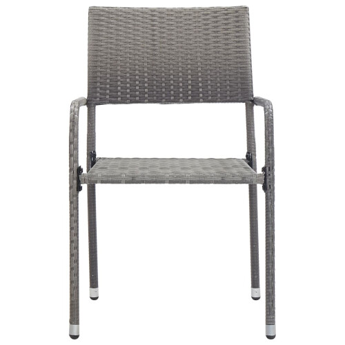 VidaXL vidaXL Garden Dining Chairs 2 pcs Stackable Outdoor Chair Grey Poly Rattan 2