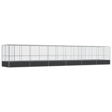 vidaXL Aviary with Extension Bird Cage Walk In Chicken Run Coop Silver Steel
