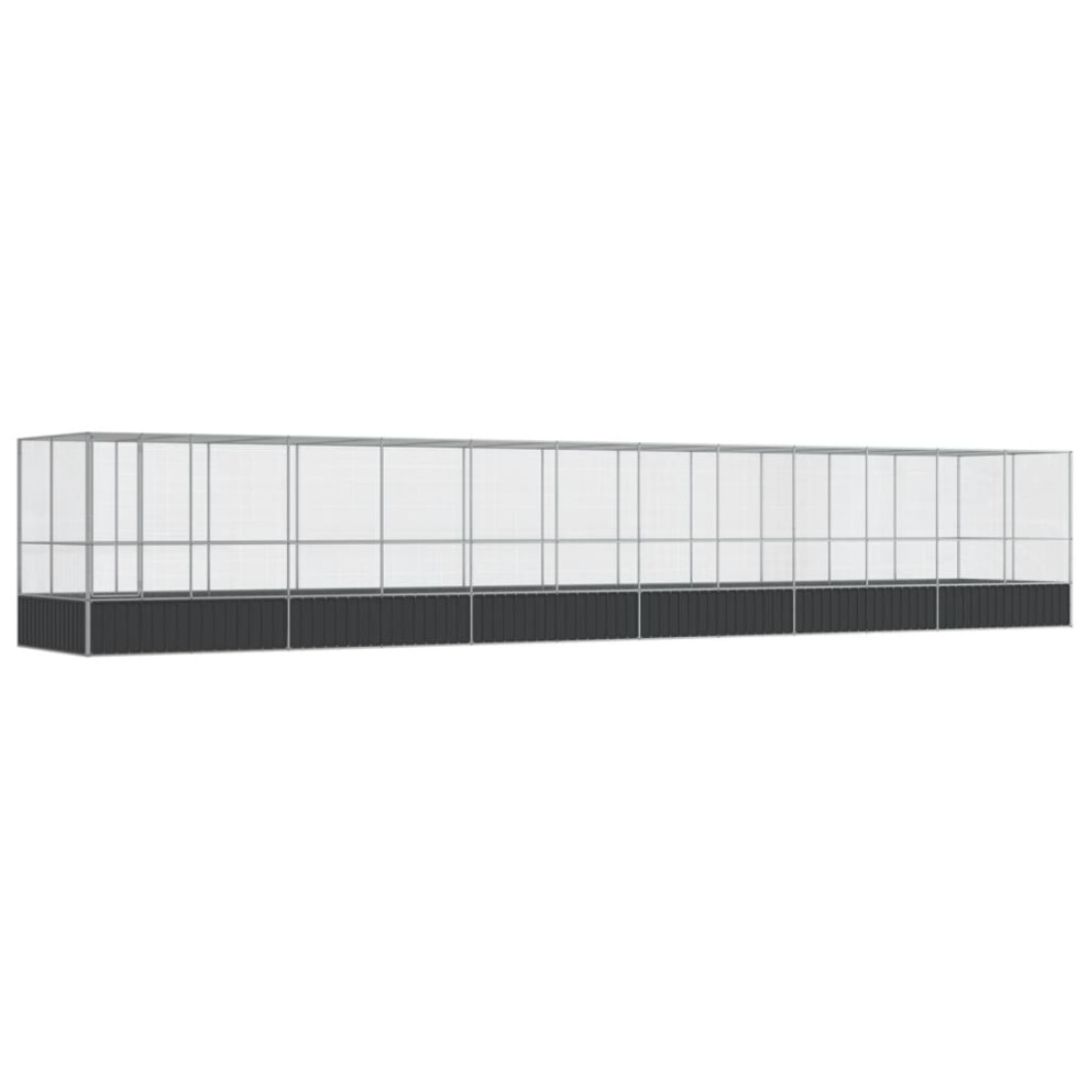 Vidaxl Aviary With Extension Bird Cage Walk In Chicken Run Coop Silver Steel