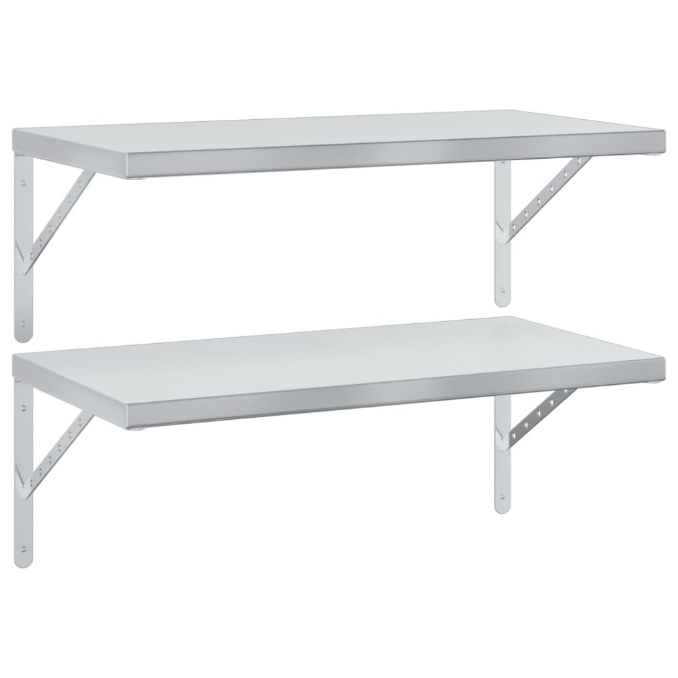 Vidaxl Wall Shelves Floating Shelf Storage Shelf Pcs Stainless Steel Silver Size 2