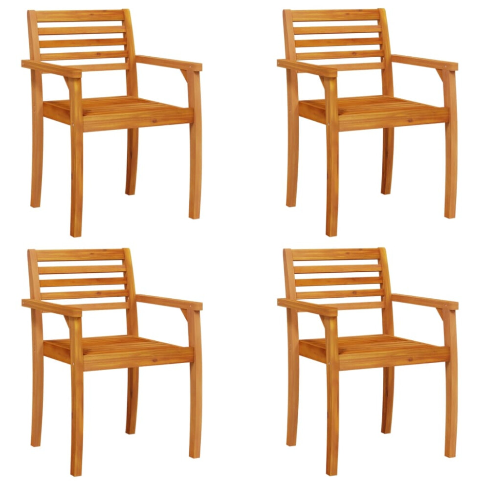 vidaXL Garden Chairs Outdoor Chair Patio Dining Chair 4 pcs Solid Wood Acacia