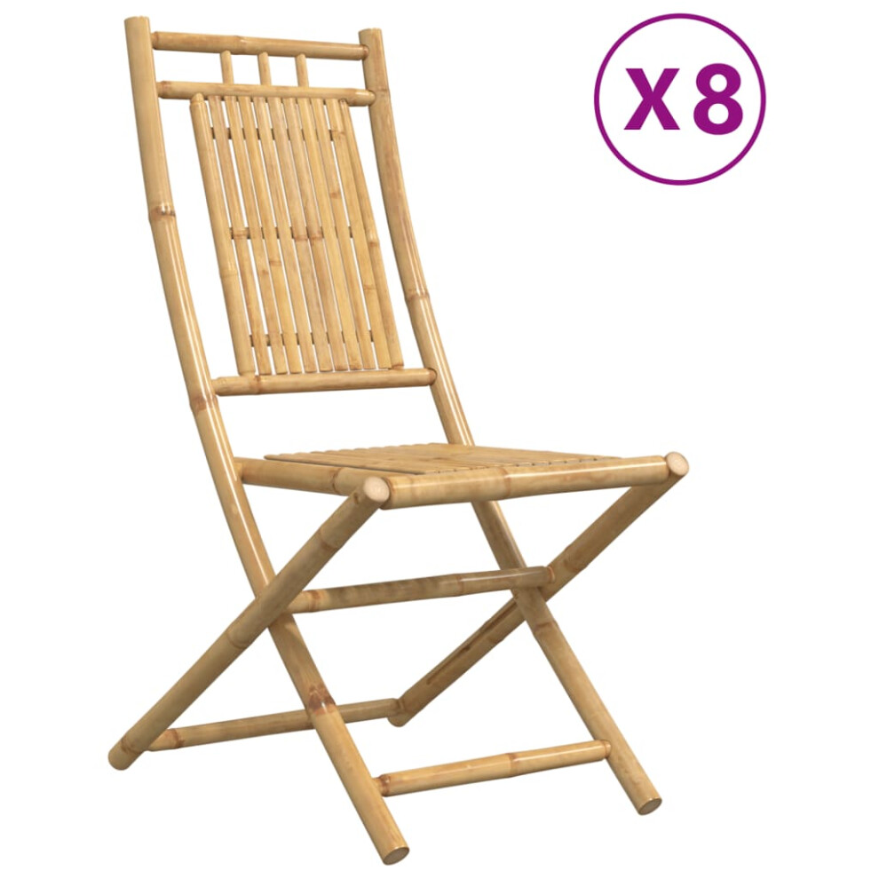 vidaXL Folding Garden Chairs Outdoor Chair Patio Dining Chair 8 pcs Bamboo