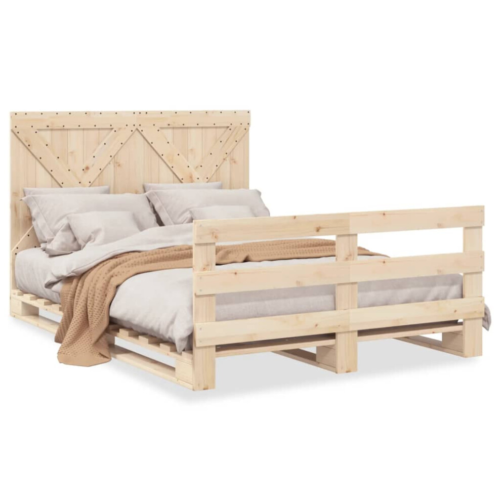 Vidaxl Bed Frame With Headboard Bed Base Bedstead 160X200 Cm Solid Wood Pine