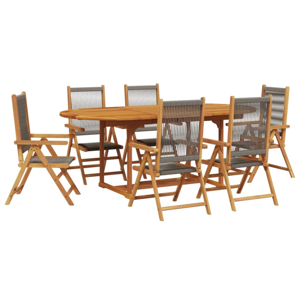 Vidaxl Garden Dining Set 7 Piece Chairs Grey Polypropylene And Solid Wood