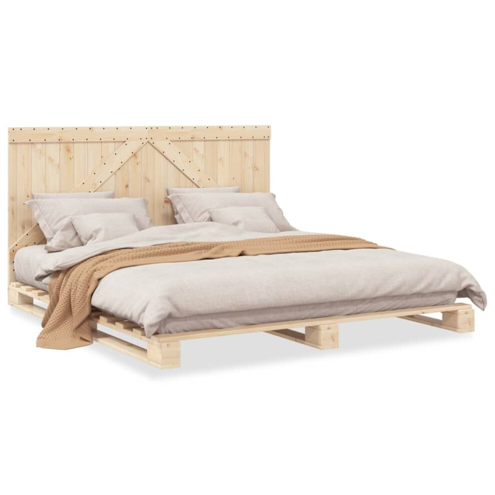 vidaXL Bed Frame with Headboard Bed 180x200 cm Super King Solid Wood Pine