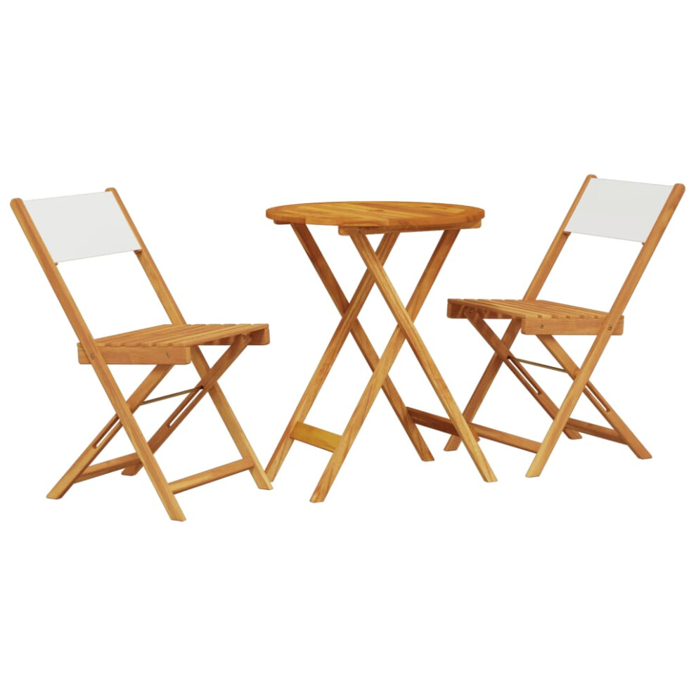 vidaXL Bistro Set 3 Piece Outdoor Bar Set Cream White Fabric and Solid Wood