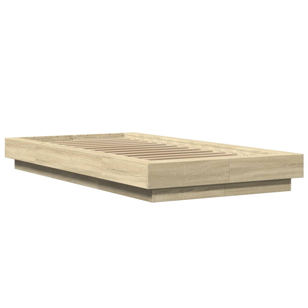 Vidaxl Bed Frame With Led Lights Bed Sonoma Oak 100X200cm Engineered Wood