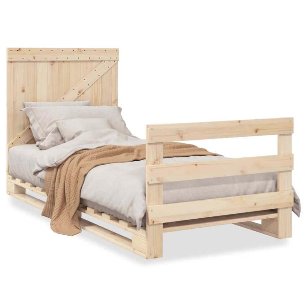 Vidaxl Bed Frame With Headboard Bed Base Bedstead 90X200 Cm Solid Wood Pine