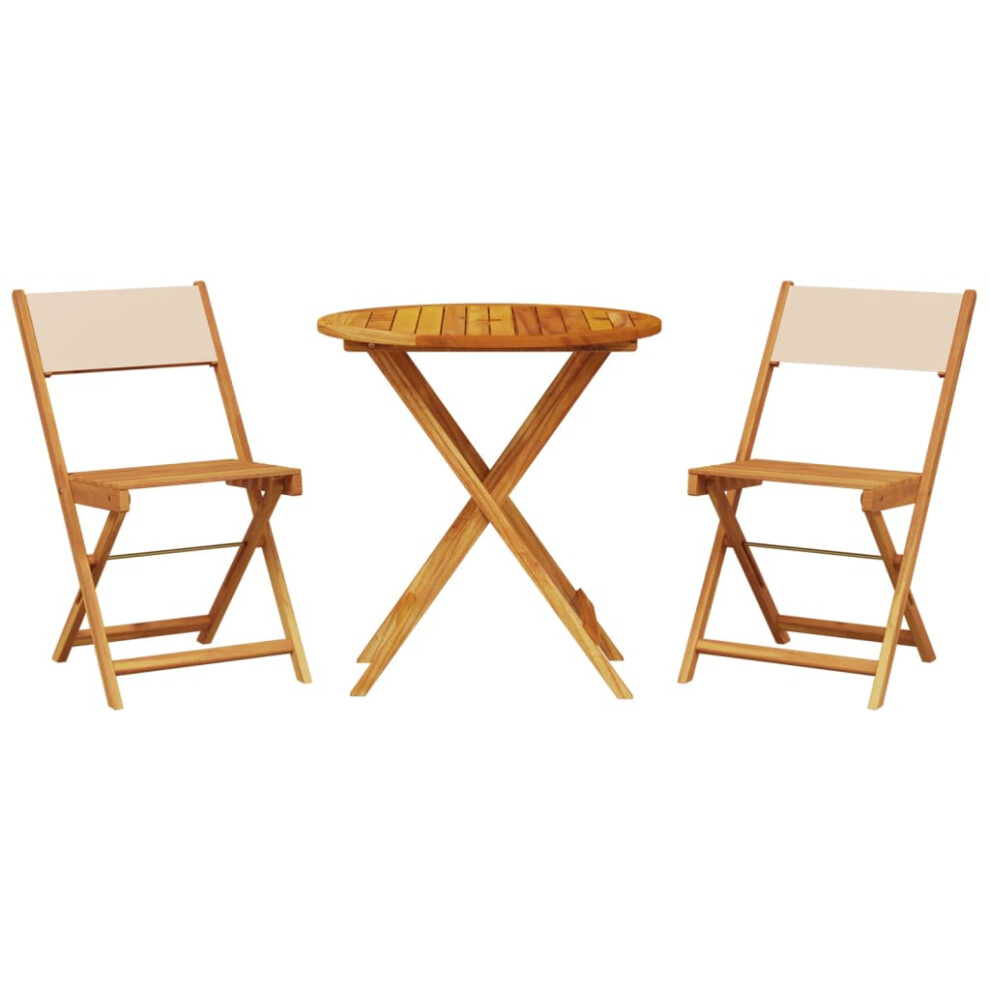 vidaXL Bistro Set 3 Piece Bar Set Balcony set Beige Fabric and Solid Wood