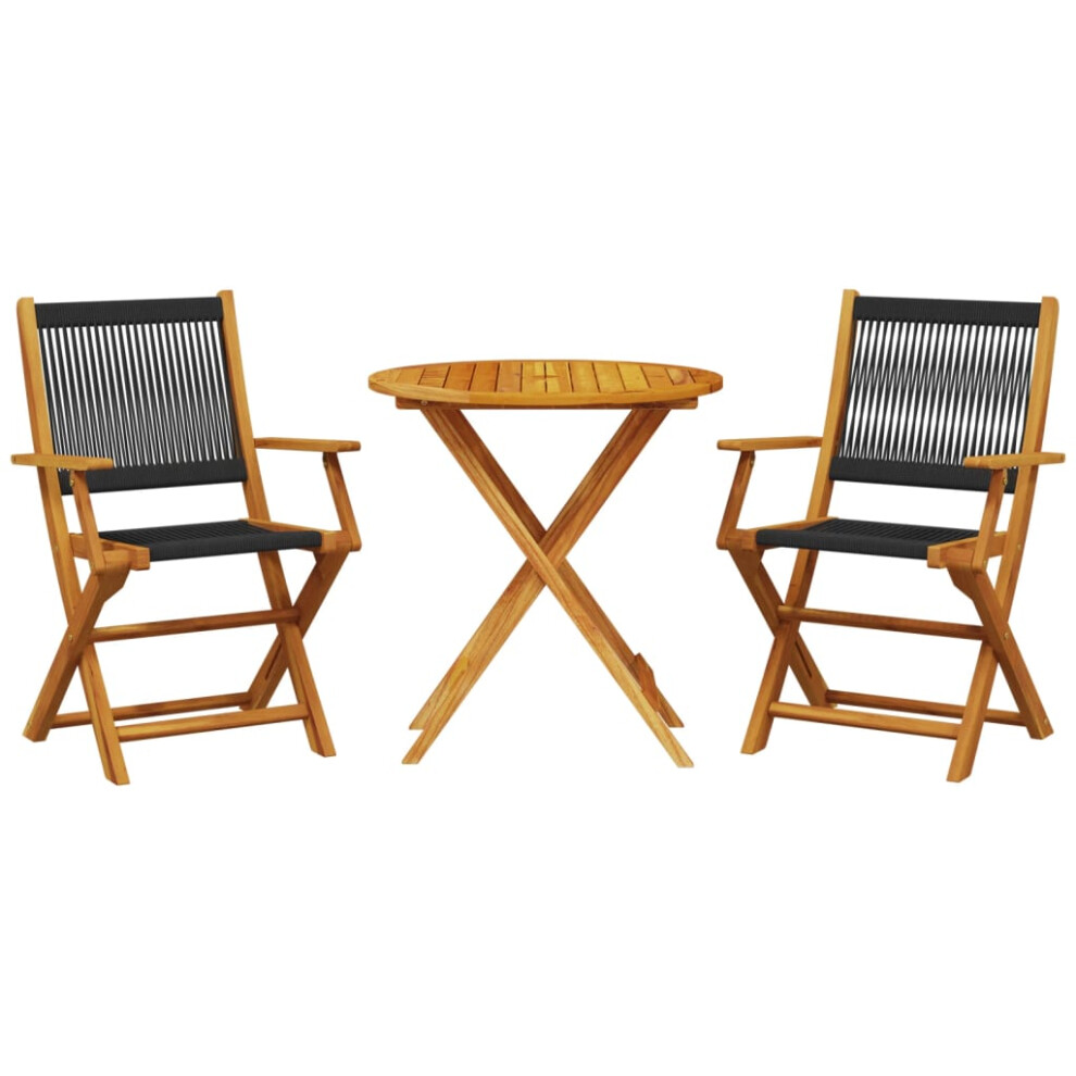 Vidaxl Bistro Set 3 Piece Outdoor Bar Set Black Polypropylene And Solid Wood