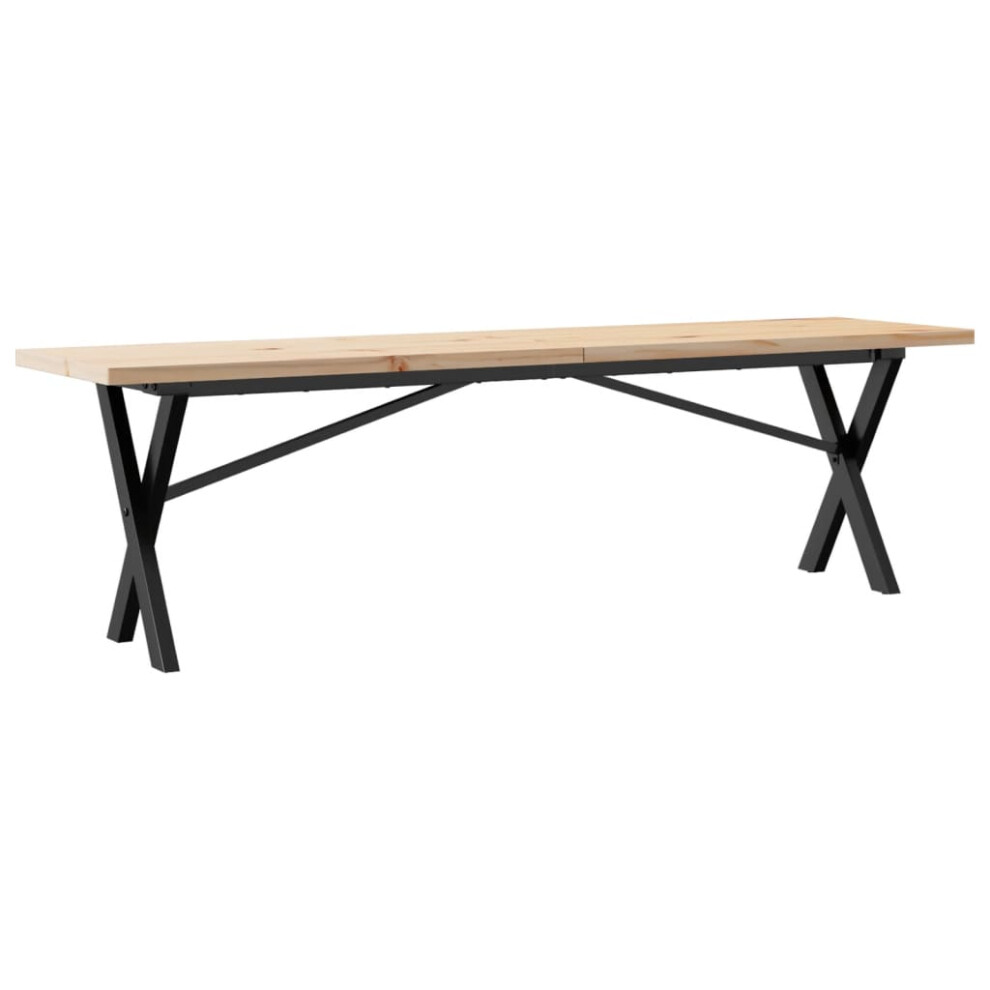 Vidaxl Coffee Table End Table Side Table X-Frame Solid Wood Pine And Steel