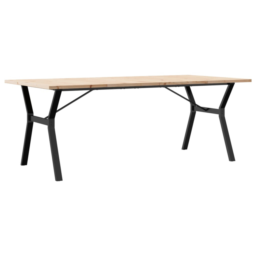 Vidaxl Dining Table Kitchen Dinner Table Y-Frame Solid Wood Pine And Steel
