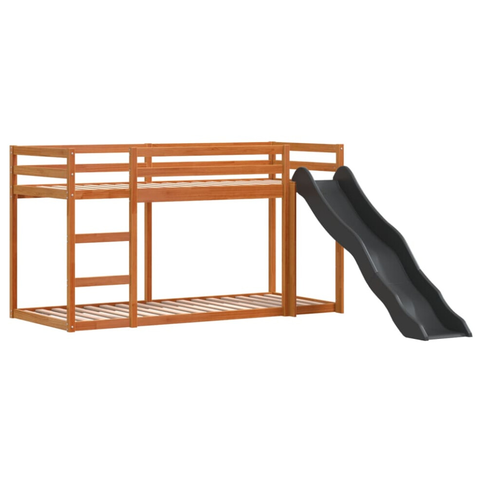 vidaXL Bunk Bed with Slide and Ladder Wax Brown 90x190 cm Solid Wood Pine