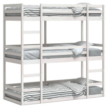 vidaXL Dreifach-Etagenbett Weiß 90x190 cm Massivholz Kiefer