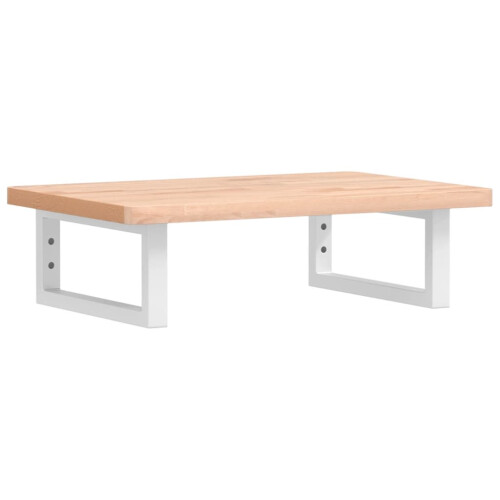 VidaXL vidaXL Basin Shelf Wall Mounted Bathroom Countertop Steel and Solid Wood Beech