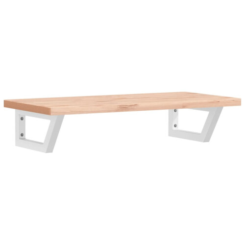 VidaXL vidaXL Basin Shelf Wall Mounted Bathroom Countertop Steel and Solid Wood Beech 1