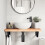 VidaXL vidaXL Basin Shelf Wall Mounted Bathroom Countertop Steel and Solid Wood Beech 3