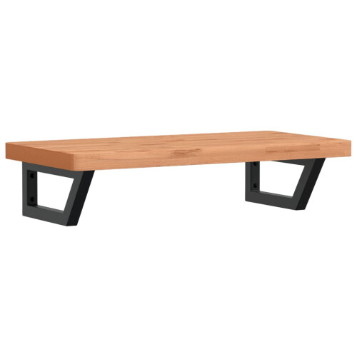 VidaXL vidaXL Basin Shelf Wall Mounted Bathroom Countertop Steel and Solid Wood Beech 1