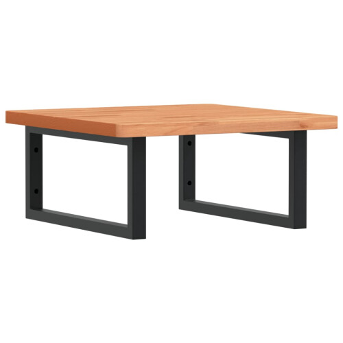 VidaXL vidaXL Basin Shelf Wall Mounted Bathroom Countertop Steel and Solid Wood Beech