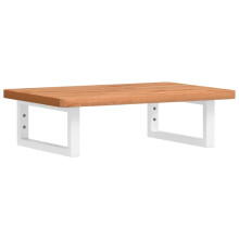 vidaXL Basin Shelf Wall Mounted Bathroom Countertop Steel and Solid Wood Beech