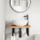 VidaXL vidaXL Basin Shelf Wall Mounted Bathroom Countertop Steel and Solid Wood Beech 3